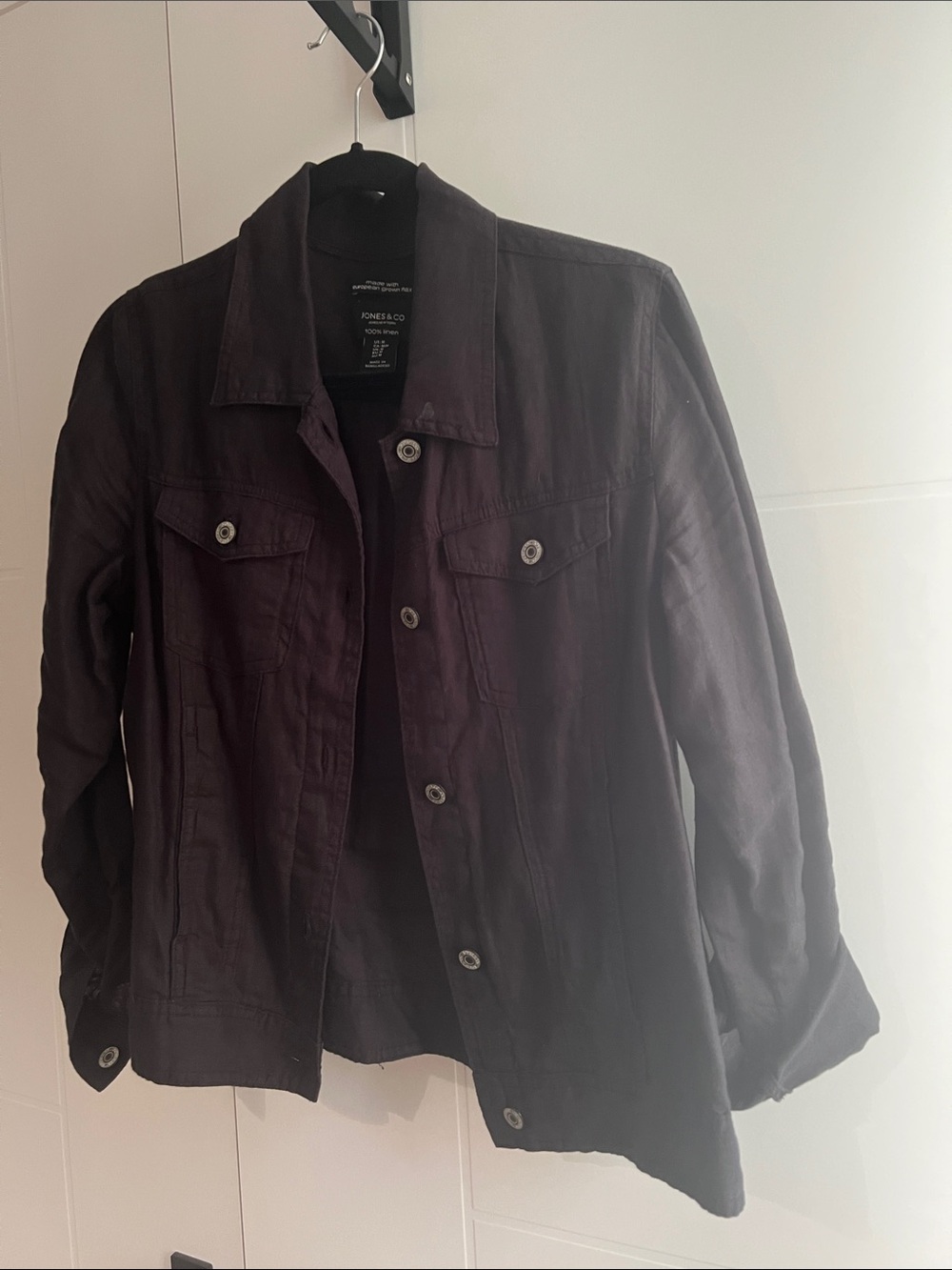 Jones & Co black Button-Up linen Jacket